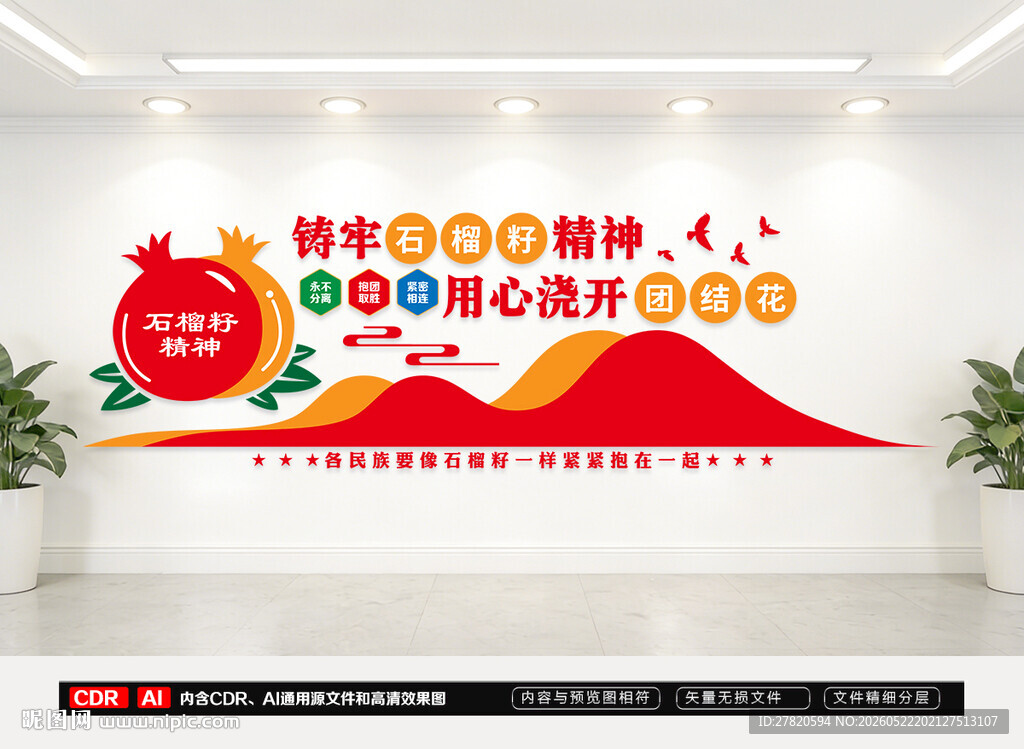 石榴籽精神民族团结文化墙