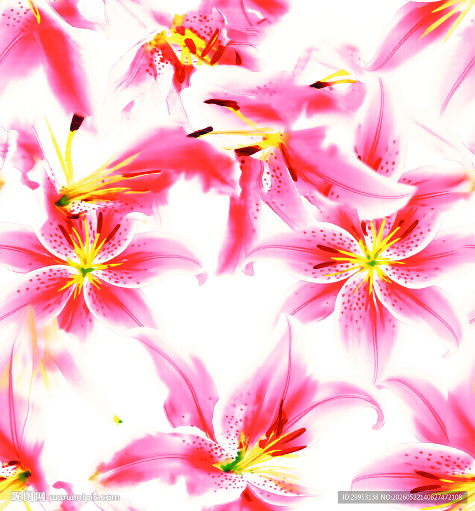 粉色百合花背景图案