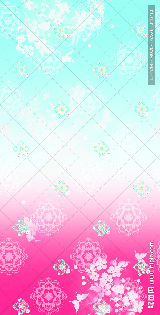 梦幻渐变花卉背景图