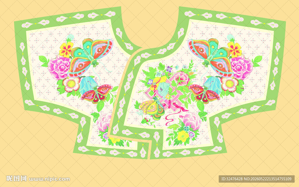 中式传统刺绣蝴蝶花纹服饰