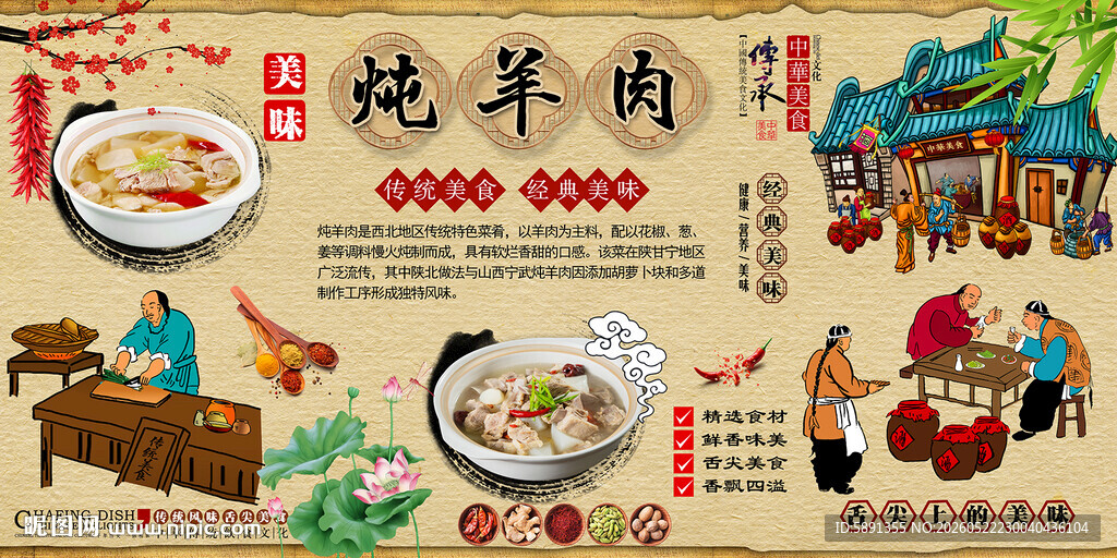 炖羊肉背景墙