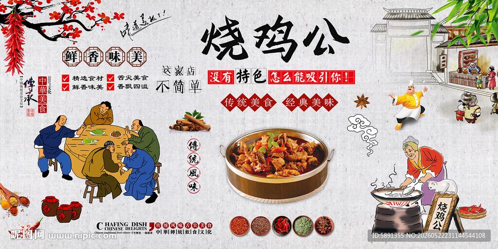 烧鸡公背景墙