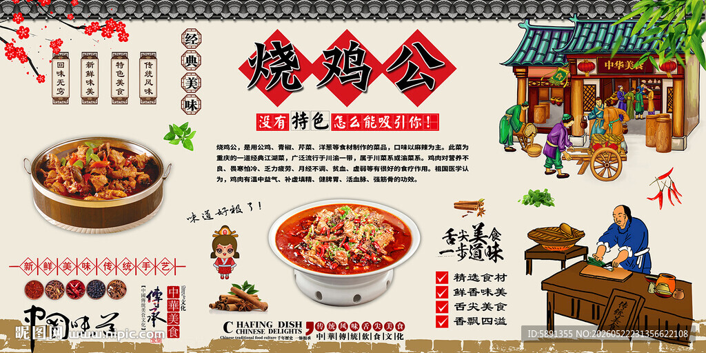 烧鸡公背景墙