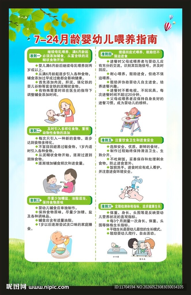7至24月龄婴幼儿喂养指南海报