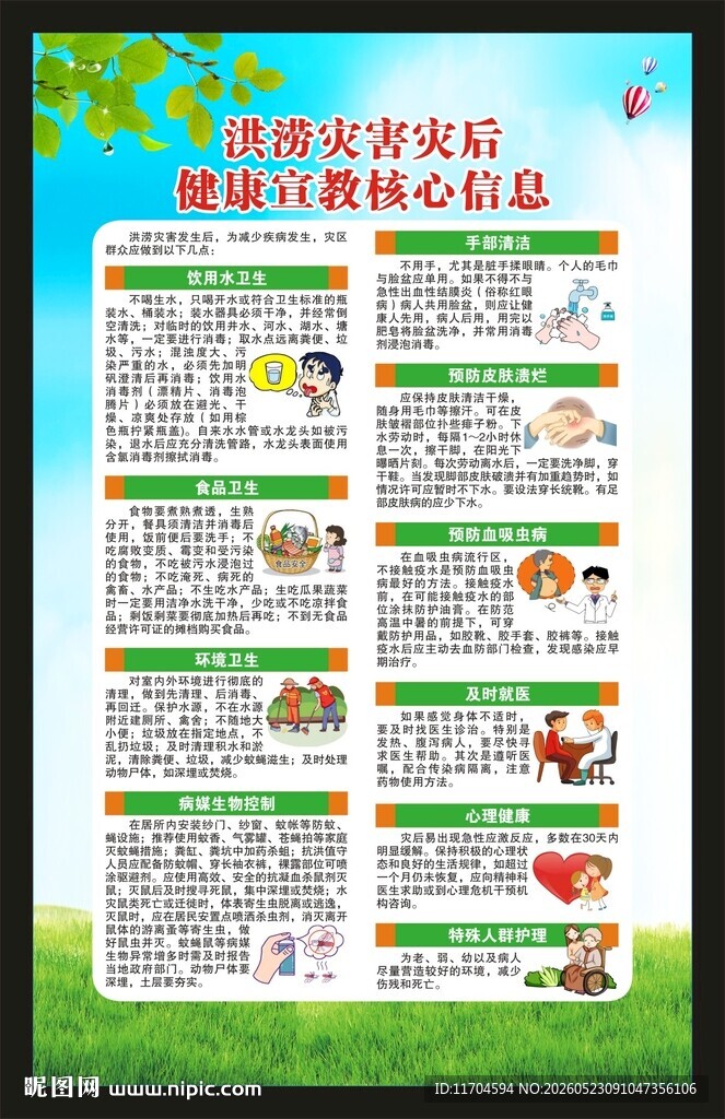 洪涝灾害健康教育知识海报