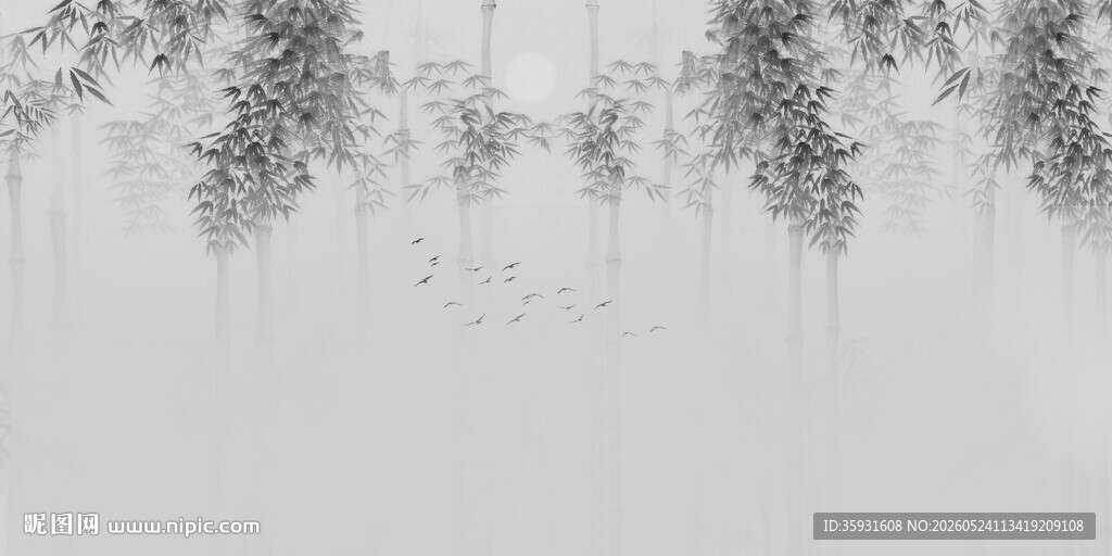 新中式简约竹子屏风背景