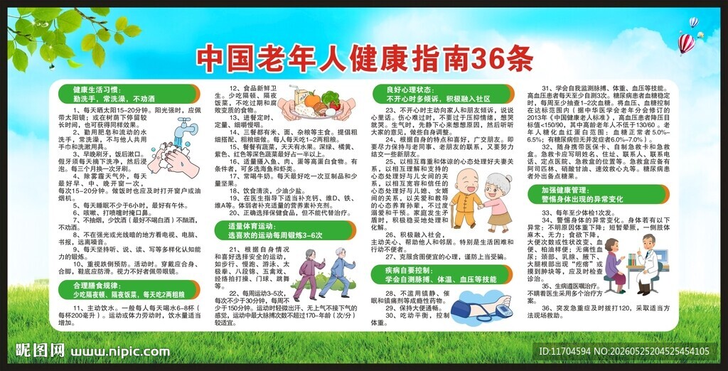 老年人健康指南36条宣传栏