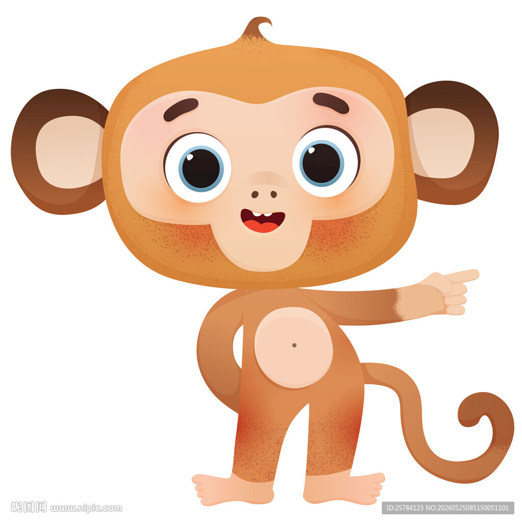 可爱小猴子吉祥物卡通动物插画