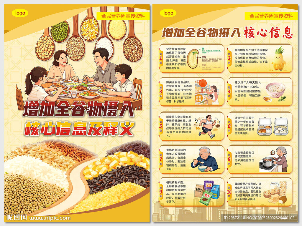 增加全谷物摄入核心信息海报