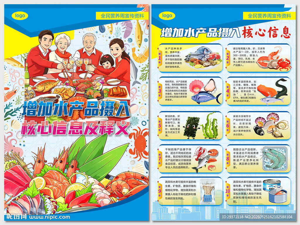 增加水产品摄入核心信息海报