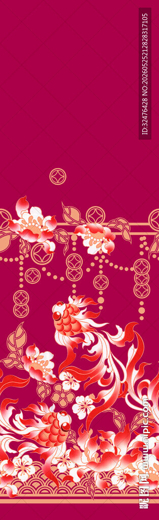 中式繁花红色图案背景