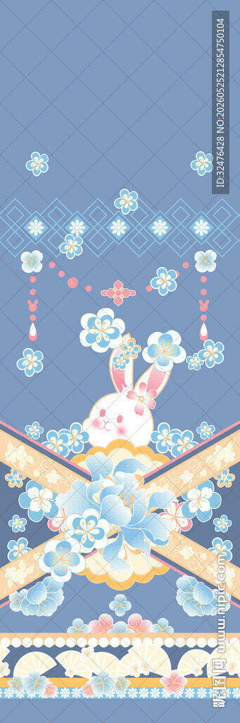 玉兔贺岁国风插画