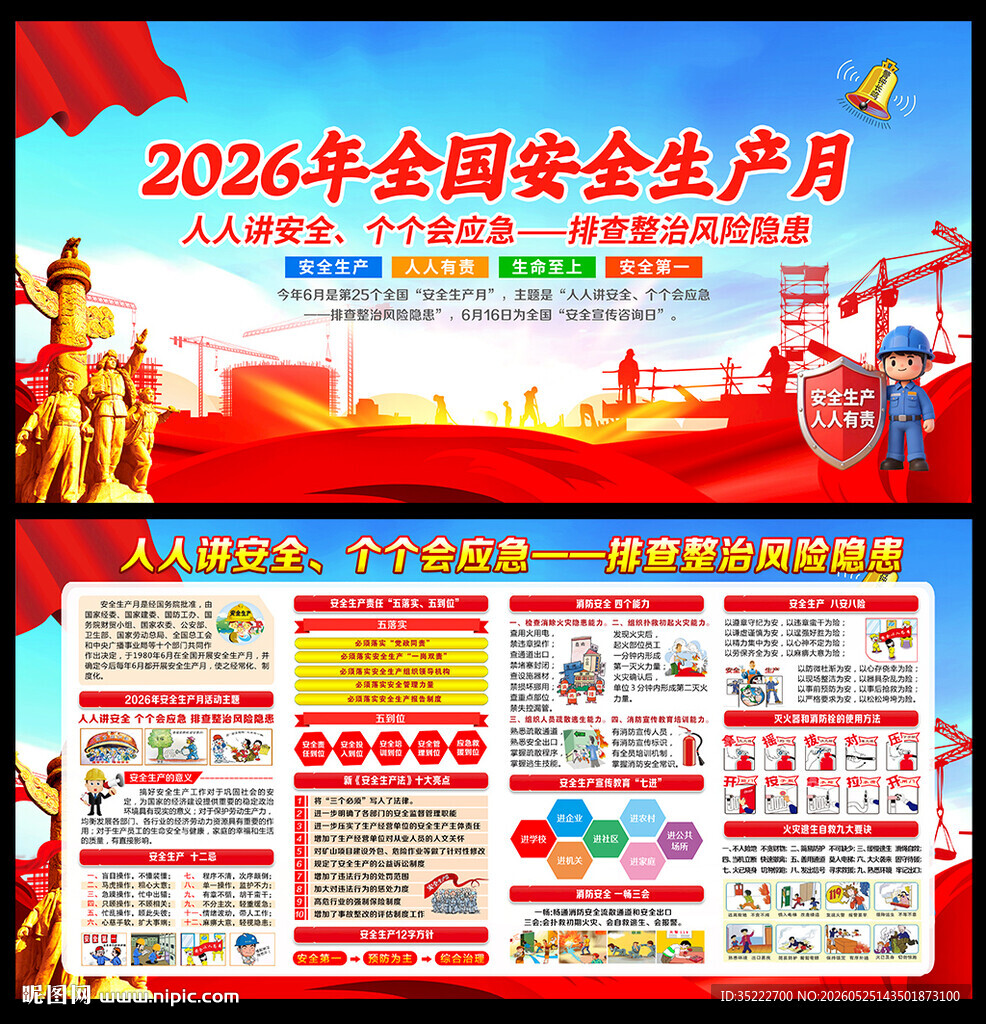 2026年安全生产月主题展板