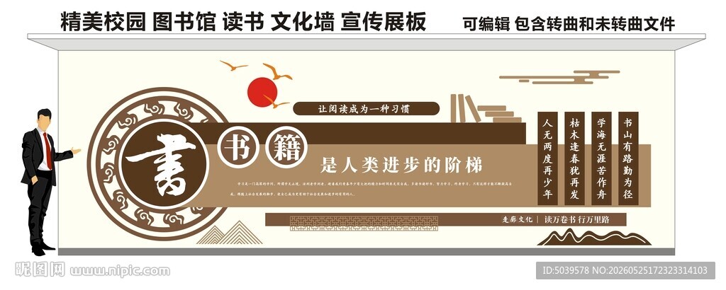 校园图书馆文化墙