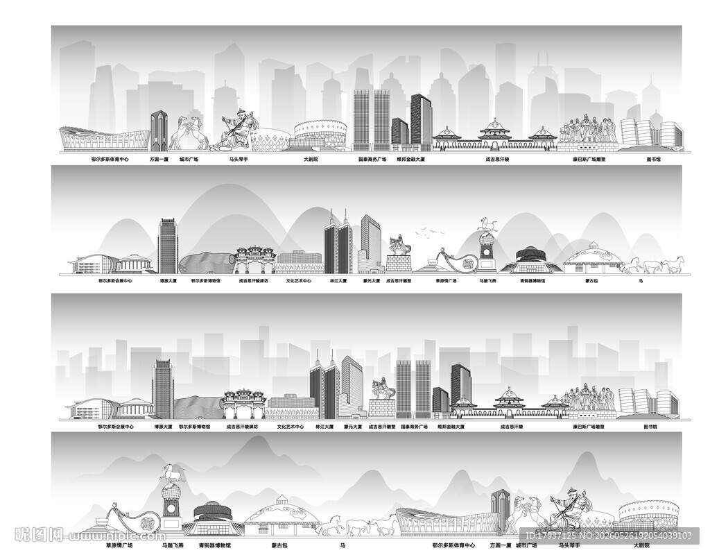 鄂尔多斯城市天际线建筑