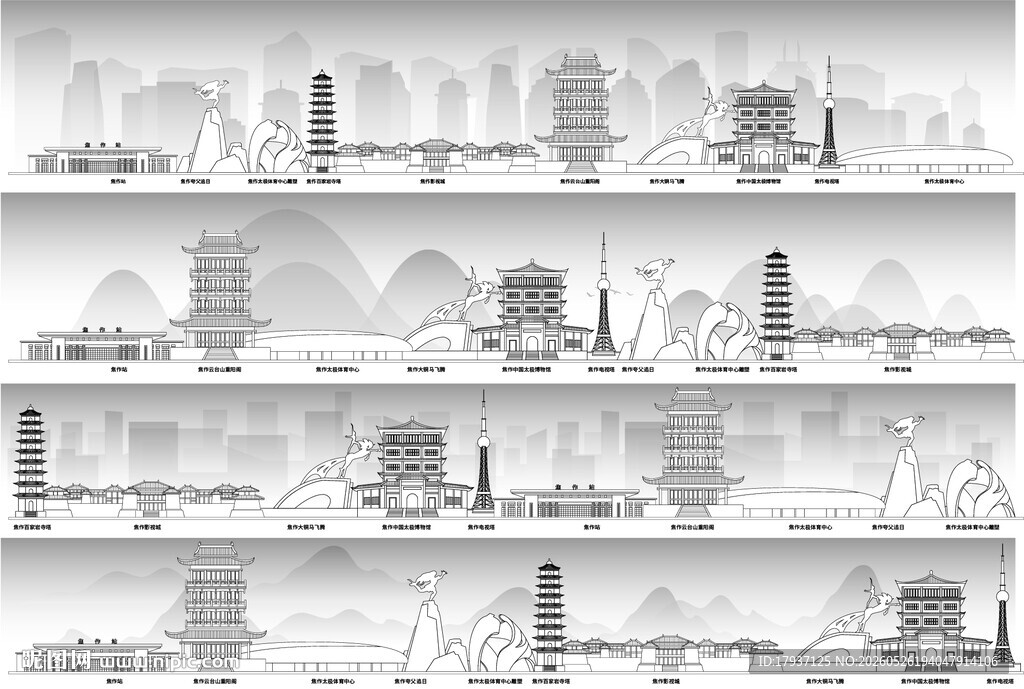 焦作城市建筑天际线
