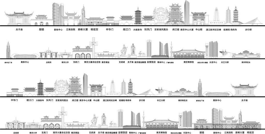 南京城市建筑天际线