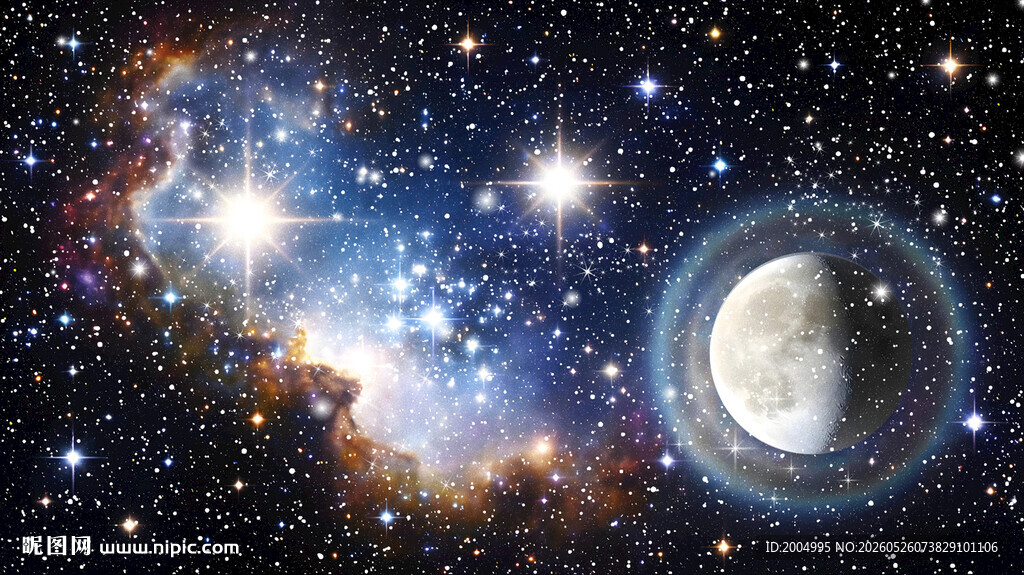 璀璨星空月球太空