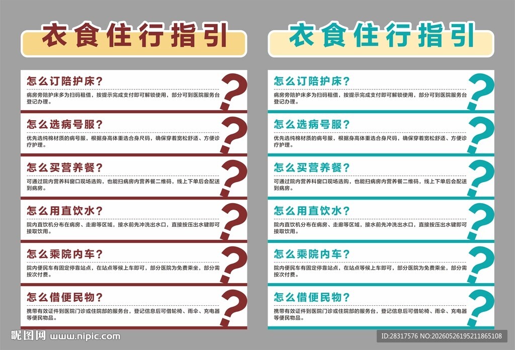 医院衣食住行指引