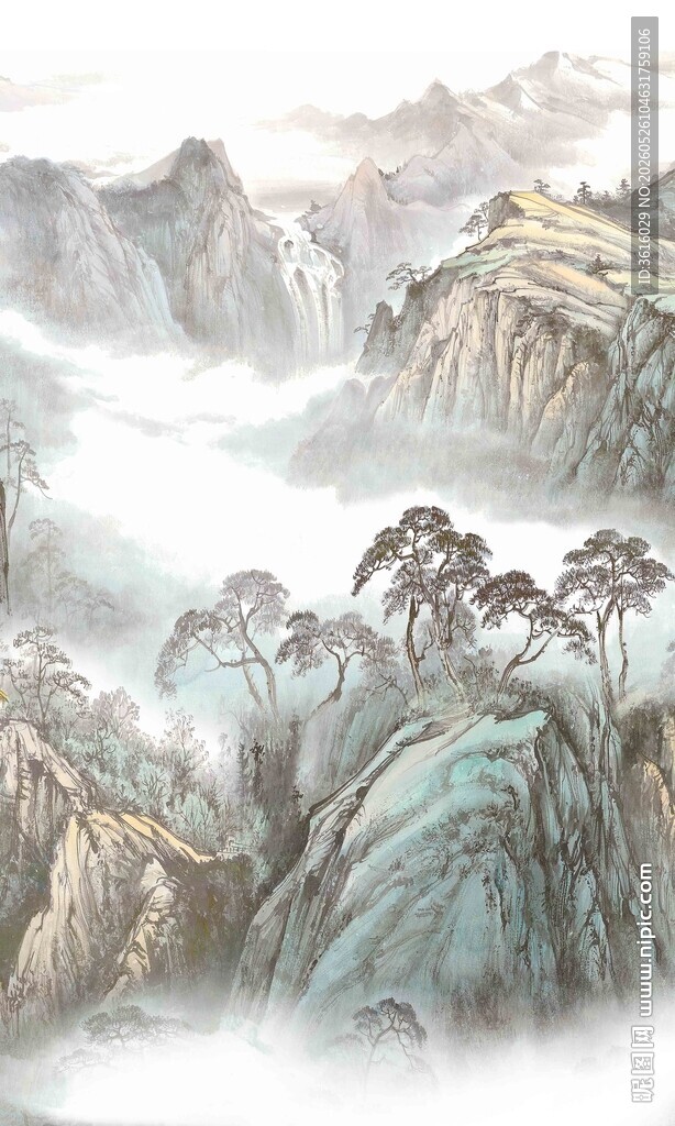 水墨山水间的云雾奇峰