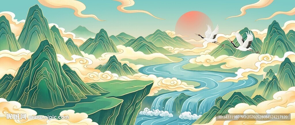 国潮意境山水