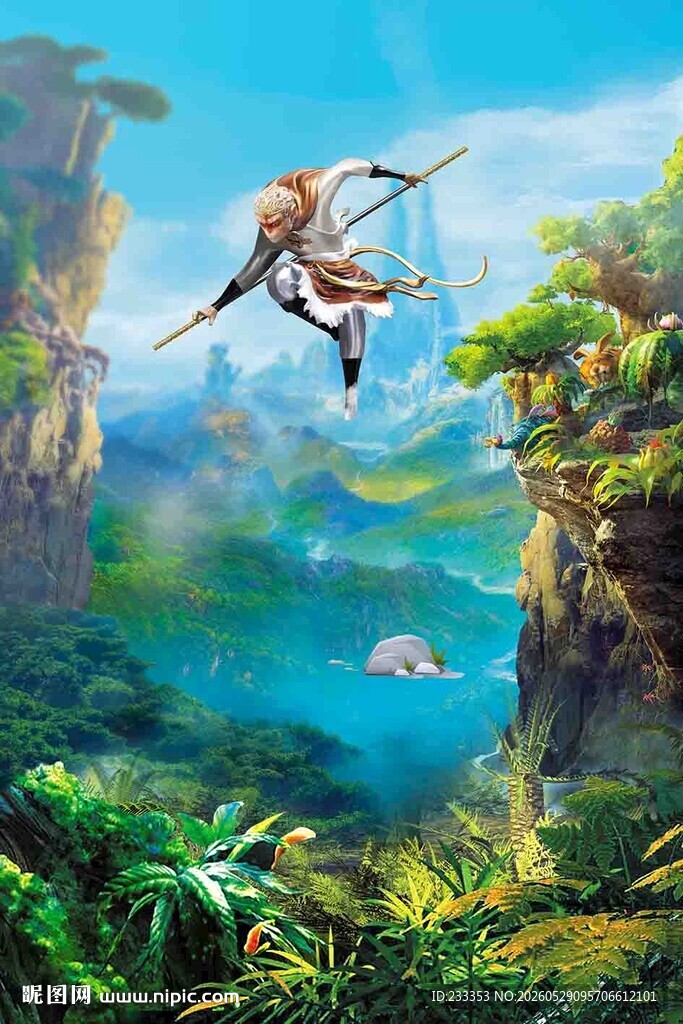 奇幻空中飞行的远古生物