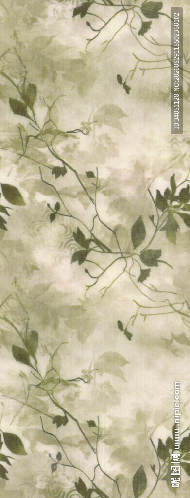 淡绿色植物纹理布料图案