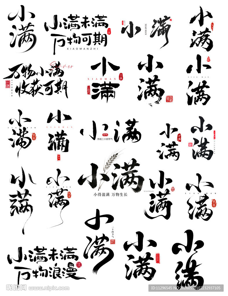 小满节气书法艺术字字体设计