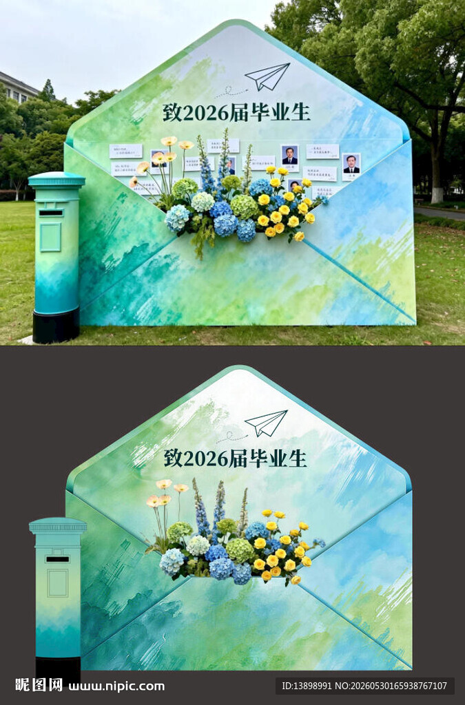 绿色毕业信封美陈