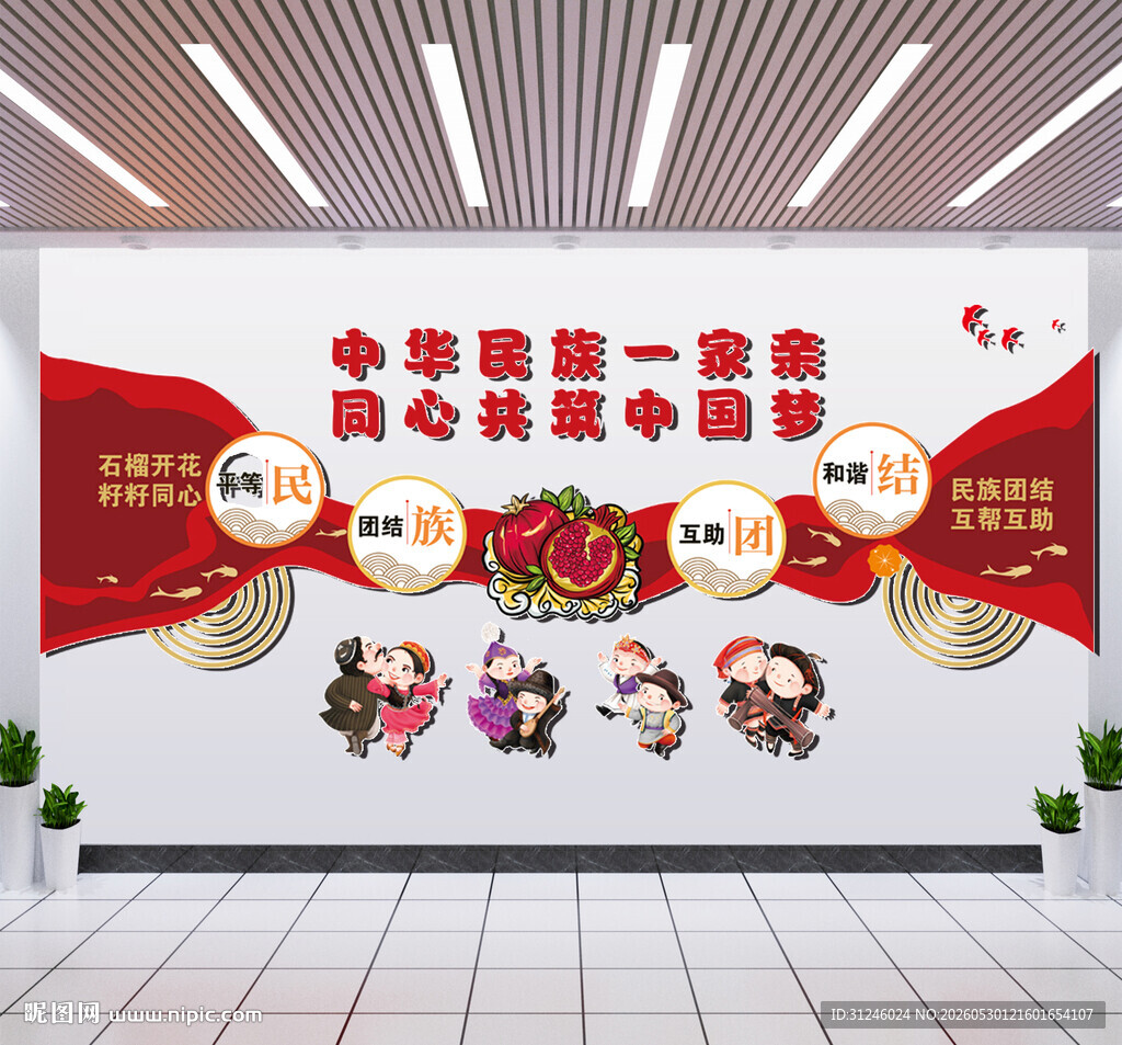 民族团结文化墙展示