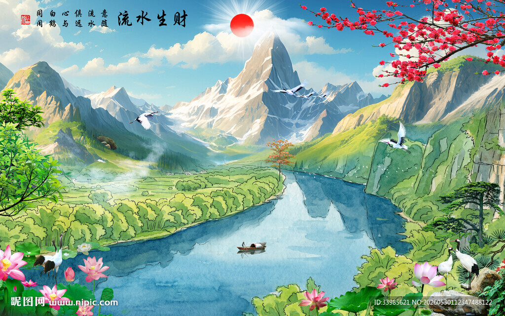 山峰河流