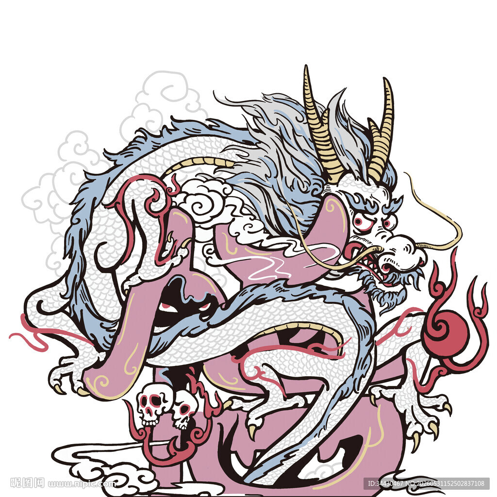 古风祥瑞龙图案插画