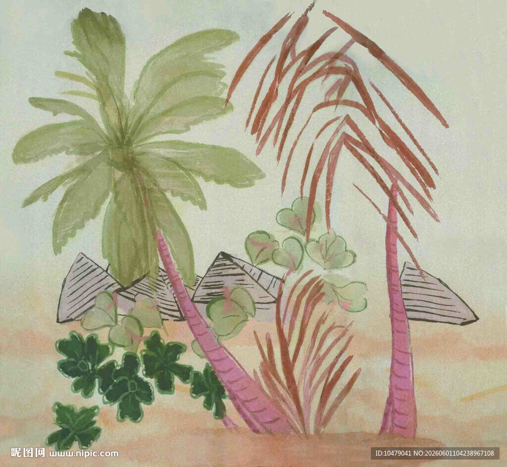 热带植物景观插画
