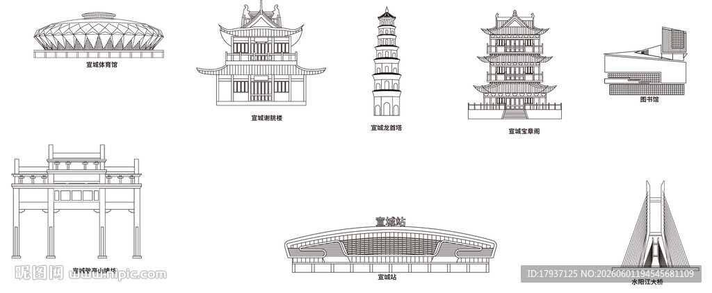 宣城城市建筑天际线