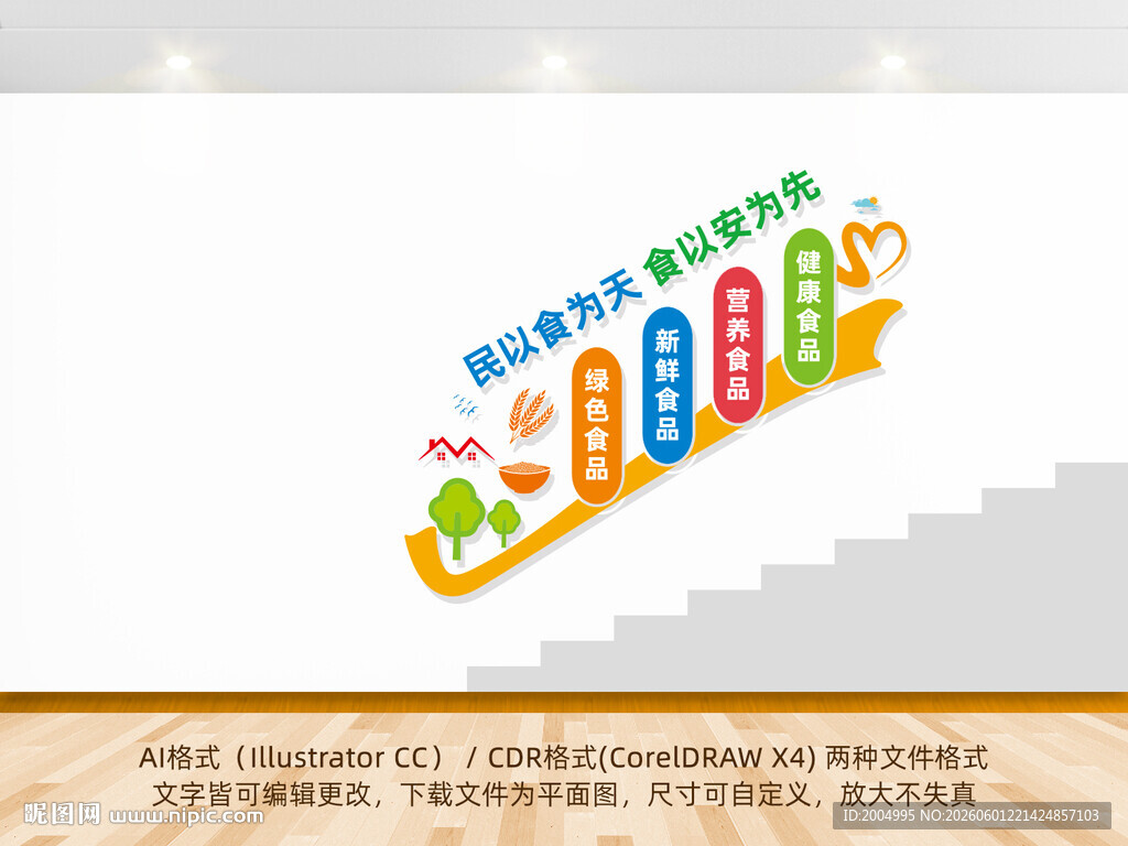 食品楼梯墙
