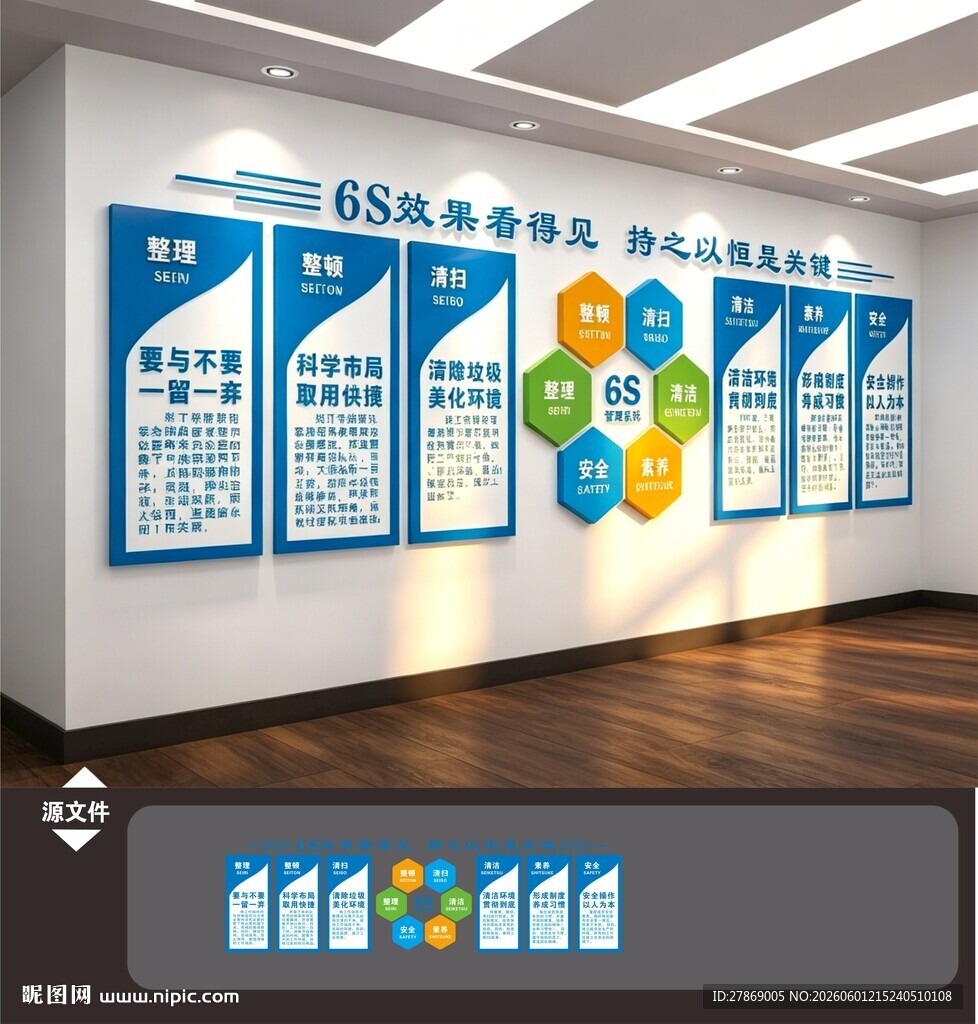 6S企业管理制度文化墙展板
