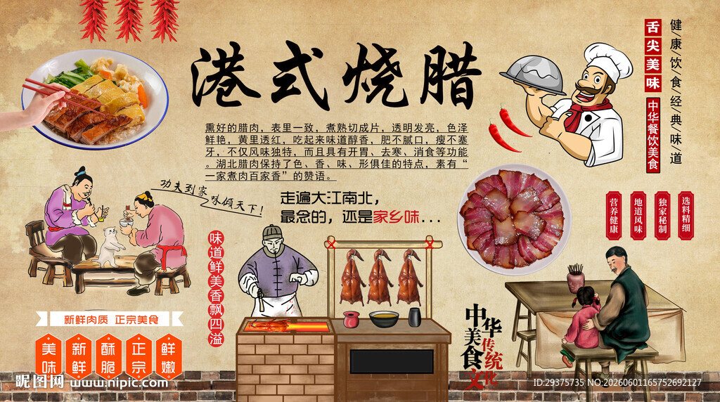 港式烧腊背景墙