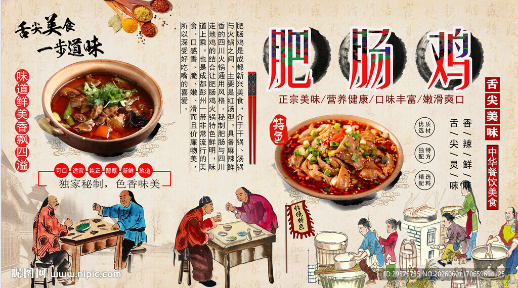 肥肠鸡背景墙