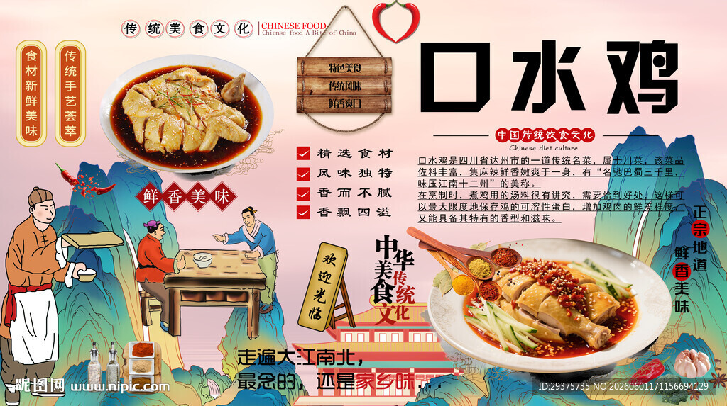口水鸡背景墙