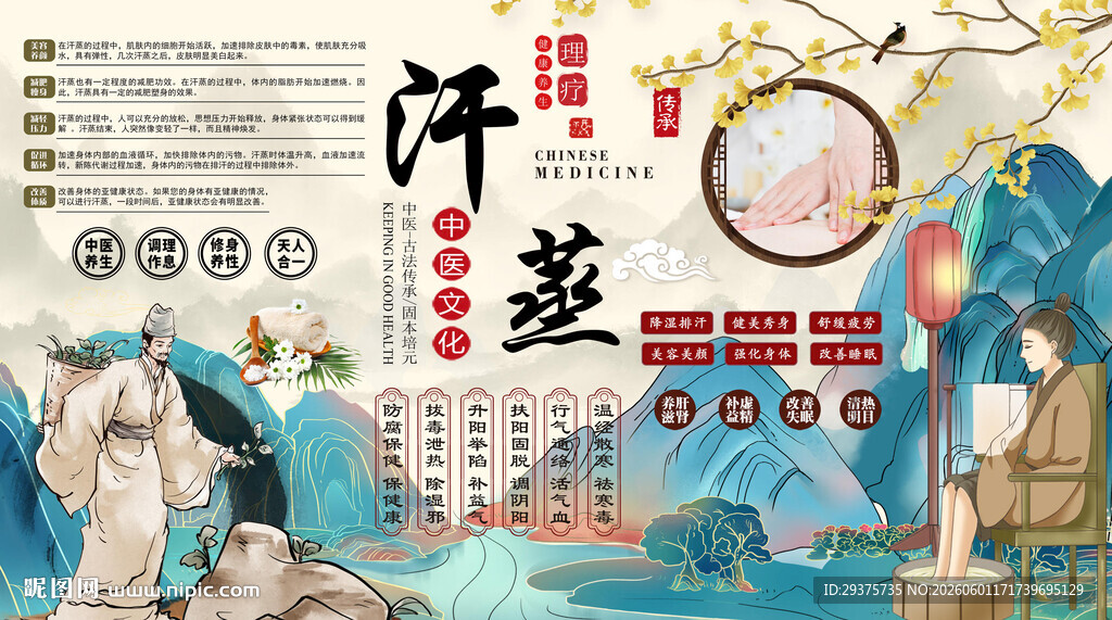 汗蒸背景墙