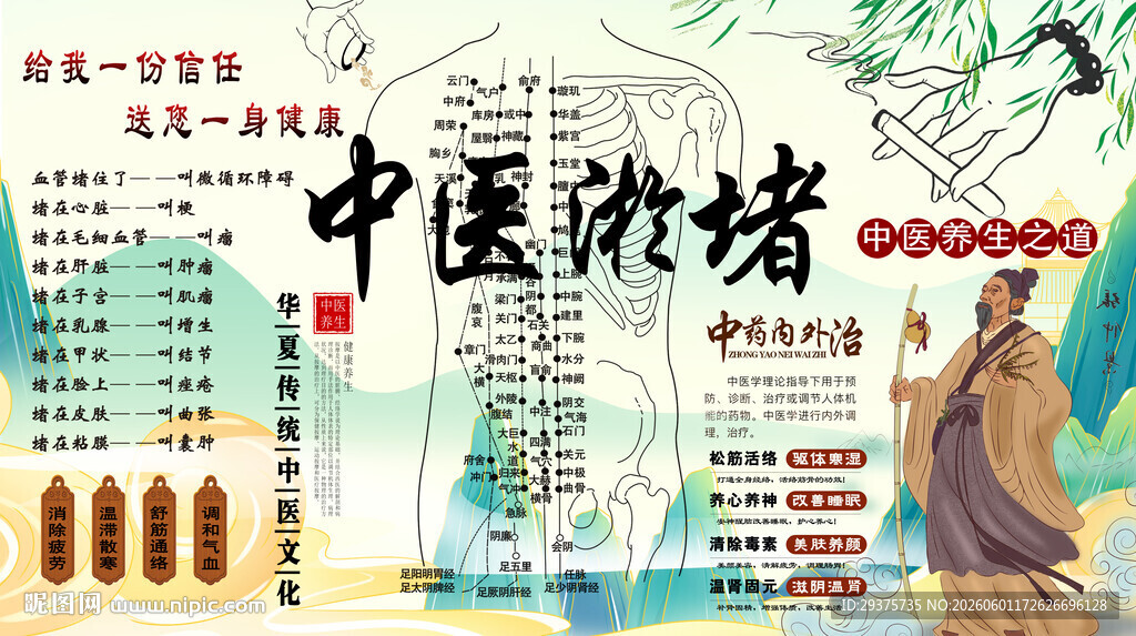 中医淤堵背景墙