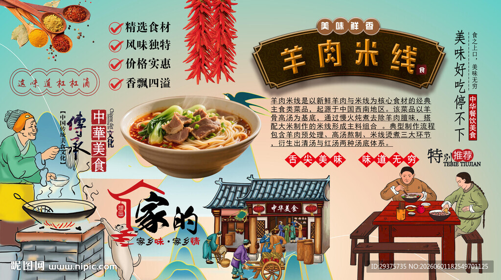 羊肉米线背景墙