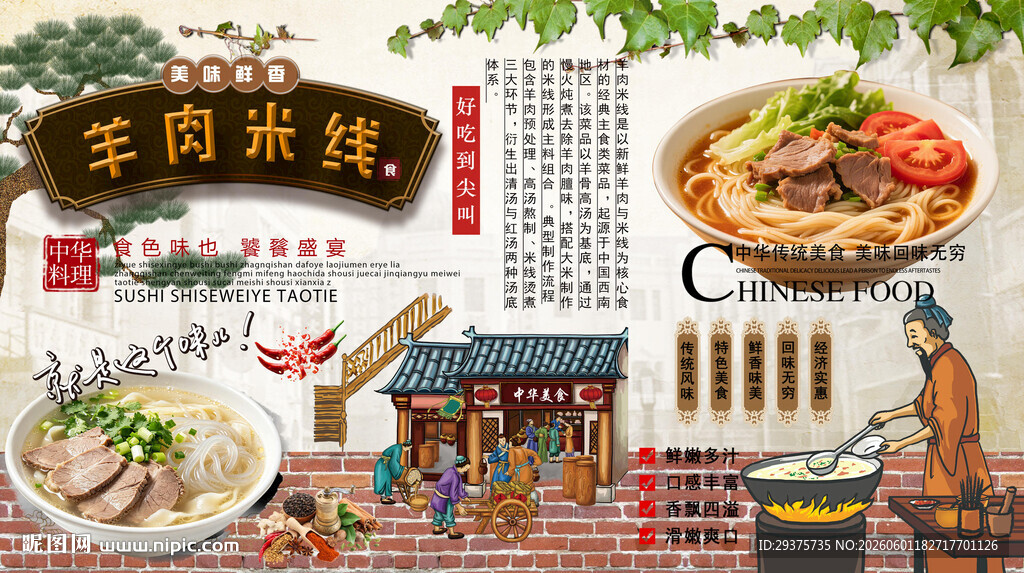 羊肉米线背景墙