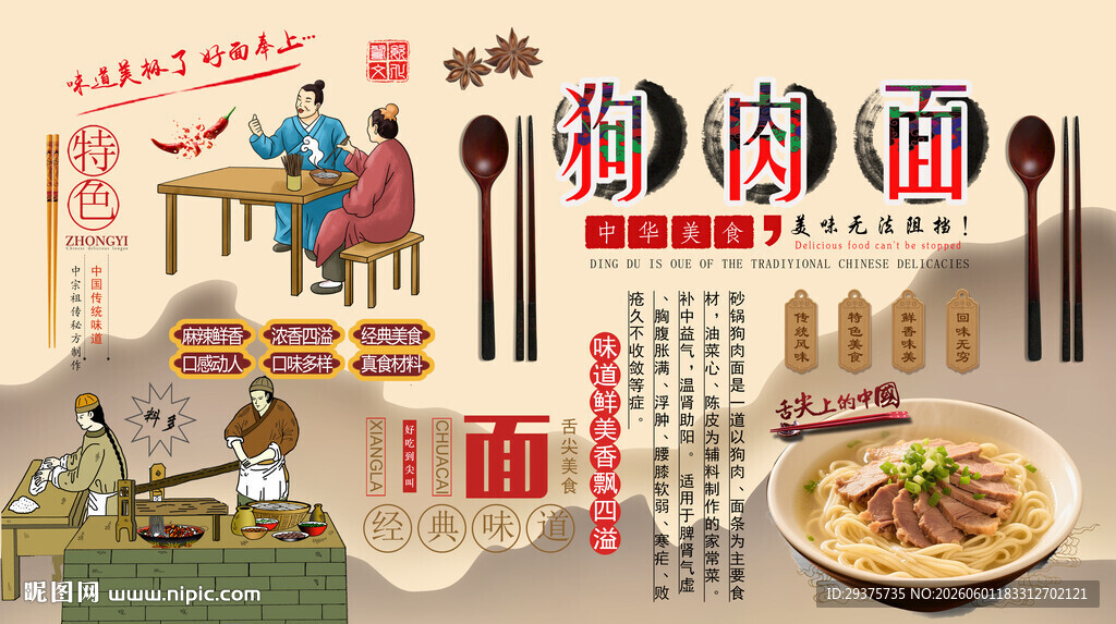 狗肉面背景墙