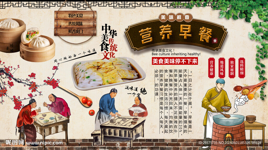 营养早餐背景墙