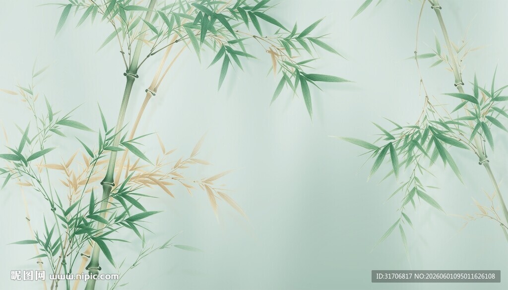 新中式水墨竹子灯箱背景