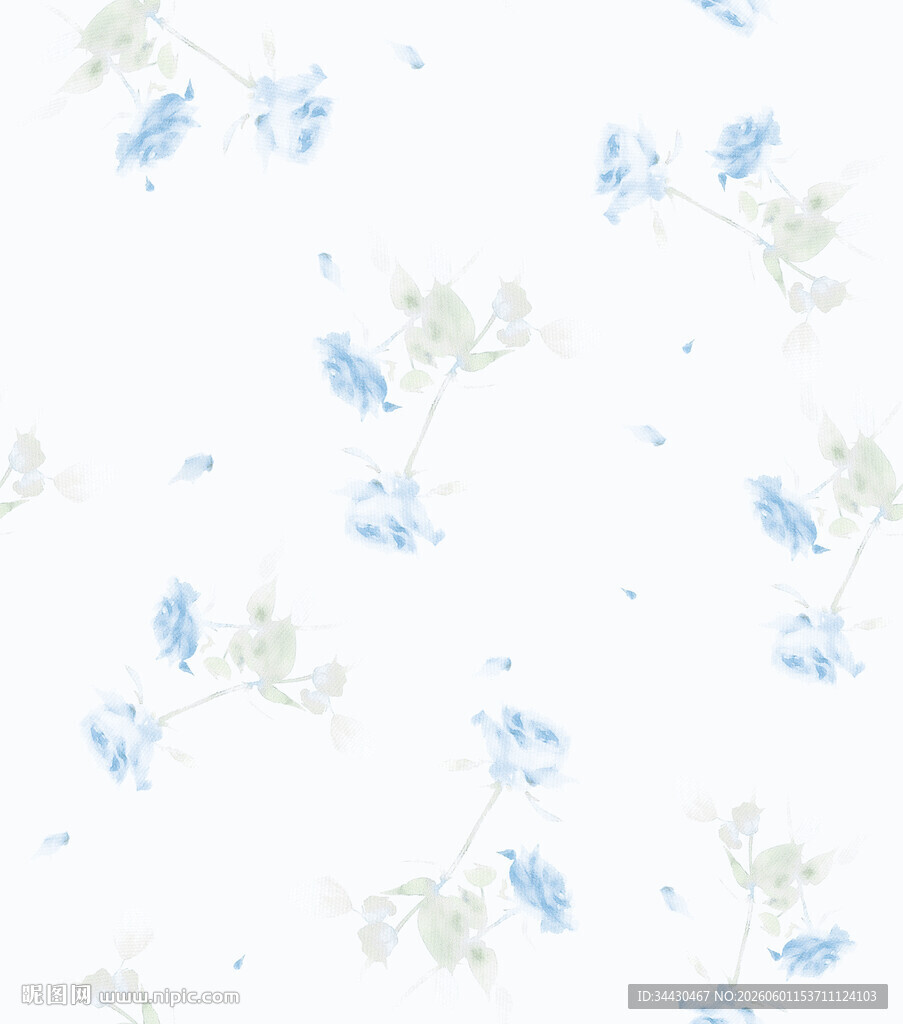 蓝绿碎花白色背景图案
