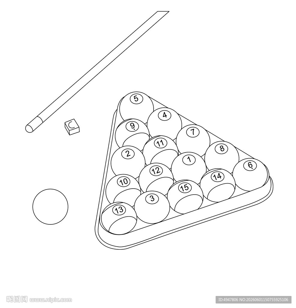 台球器材轮廓图 矢量图 
