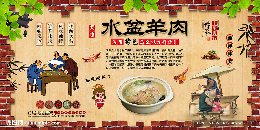 水盆羊肉背景墙