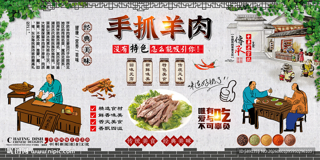 手抓羊肉背景墙